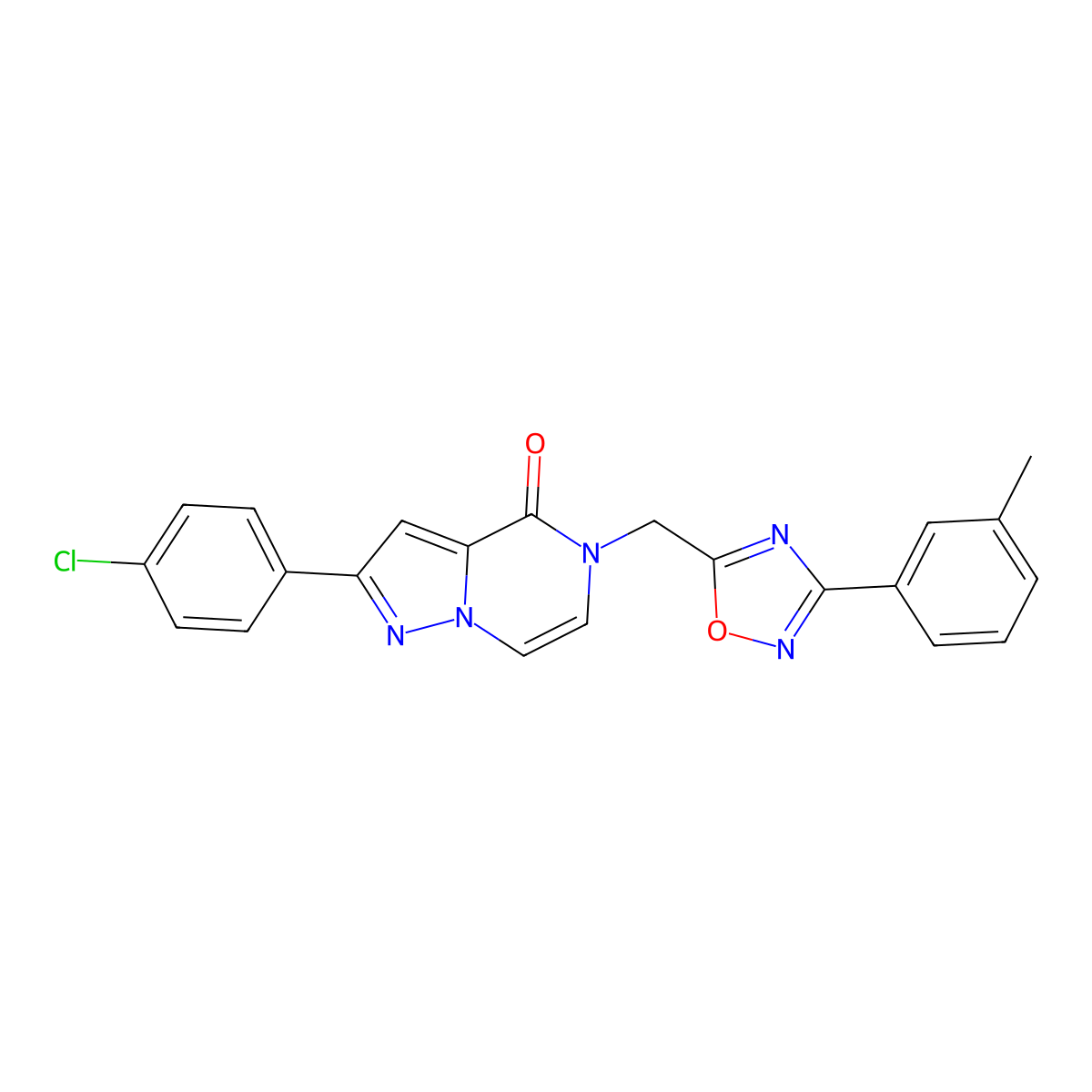 2-(4-chlorophenyl)-5-{[3-(3-methylphenyl)-1,2,4-oxadiazol-5-yl]methyl}-4H,5H-pyrazolo[1,5-a]pyrazin-4-one molecular structure, CAS 1040634-48-7