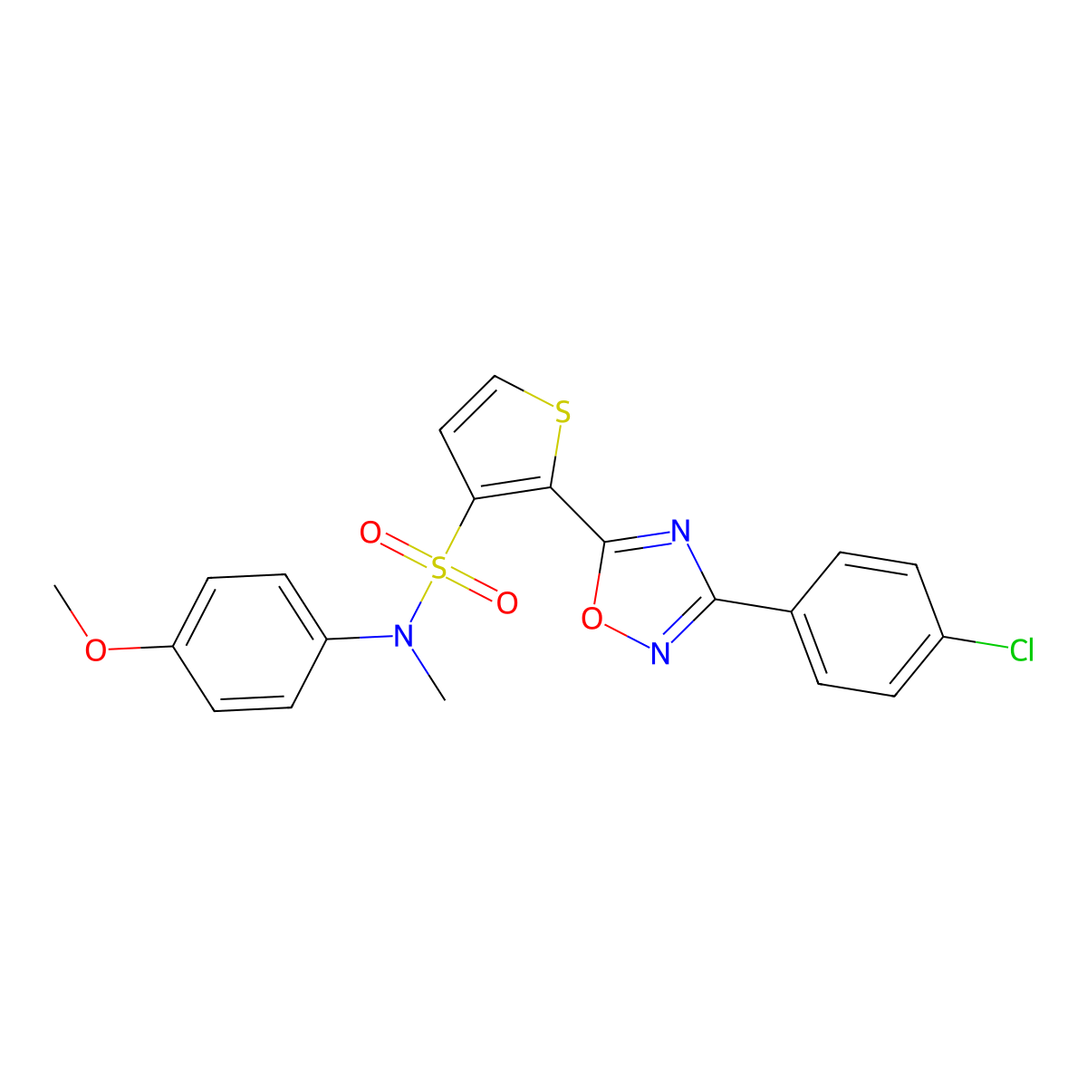 2-[3-(4-chlorophenyl)-1,2,4-oxadiazol-5-yl]-N-(4-methoxyphenyl)-N-methylthiophene-3-sulfonamide molecular structure, CAS 1040634-55-6