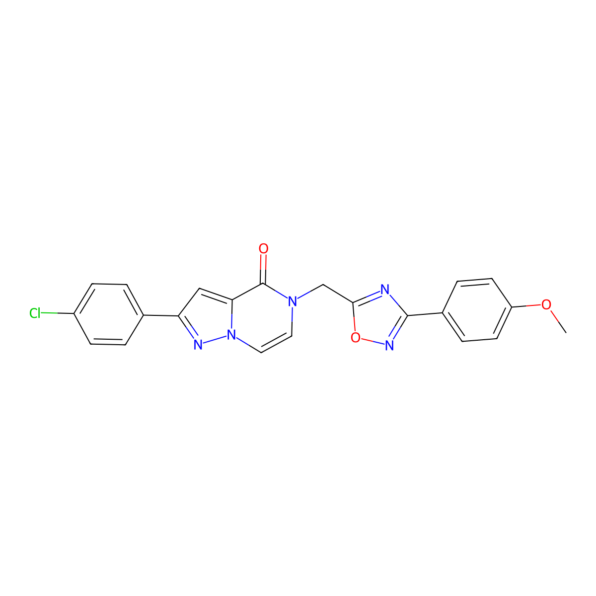 2-(4-chlorophenyl)-5-{[3-(4-methoxyphenyl)-1,2,4-oxadiazol-5-yl]methyl}-4H,5H-pyrazolo[1,5-a]pyrazin-4-one molecular structure, CAS 1040634-56-7