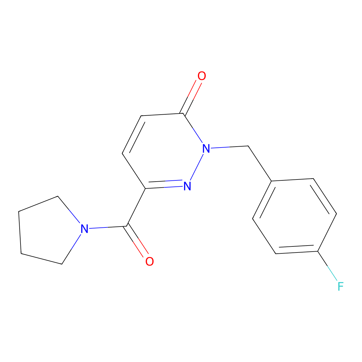 2-[(4-Fluorophenyl)methyl]-6-(pyrrolidine-1-carbonyl)-2,3-dihydropyridazin-3-one molecular structure, CAS 1040634-58-9