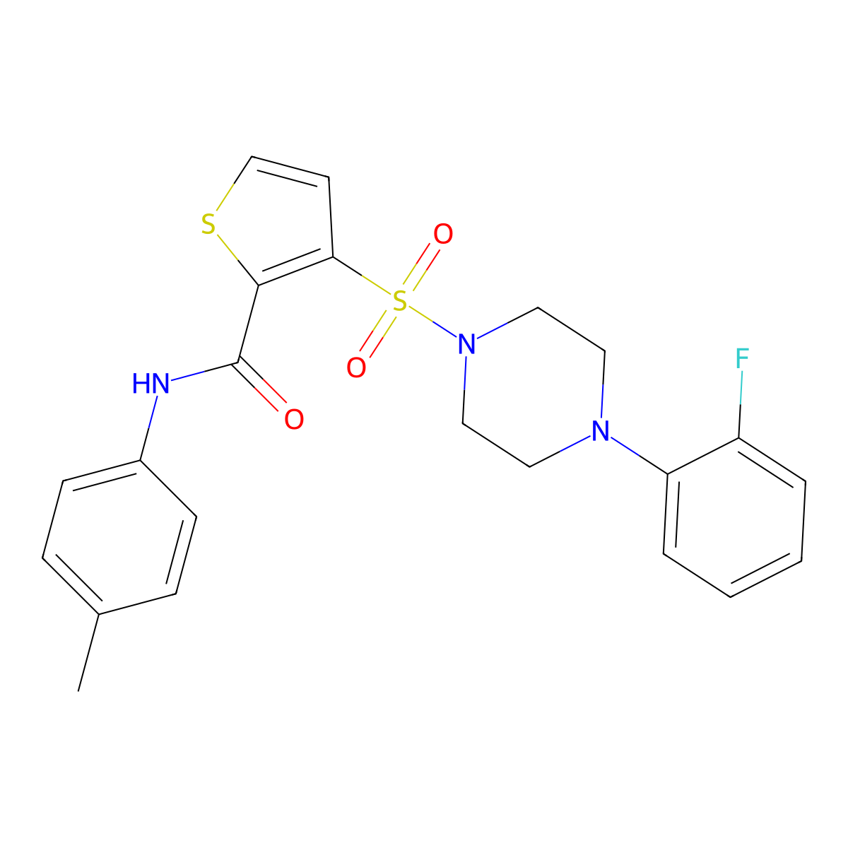 3-{[4-(2-fluorophenyl)piperazin-1-yl]sulfonyl}-N-(4-methylphenyl)thiophene-2-carboxamide molecular structure, CAS 1040634-59-0