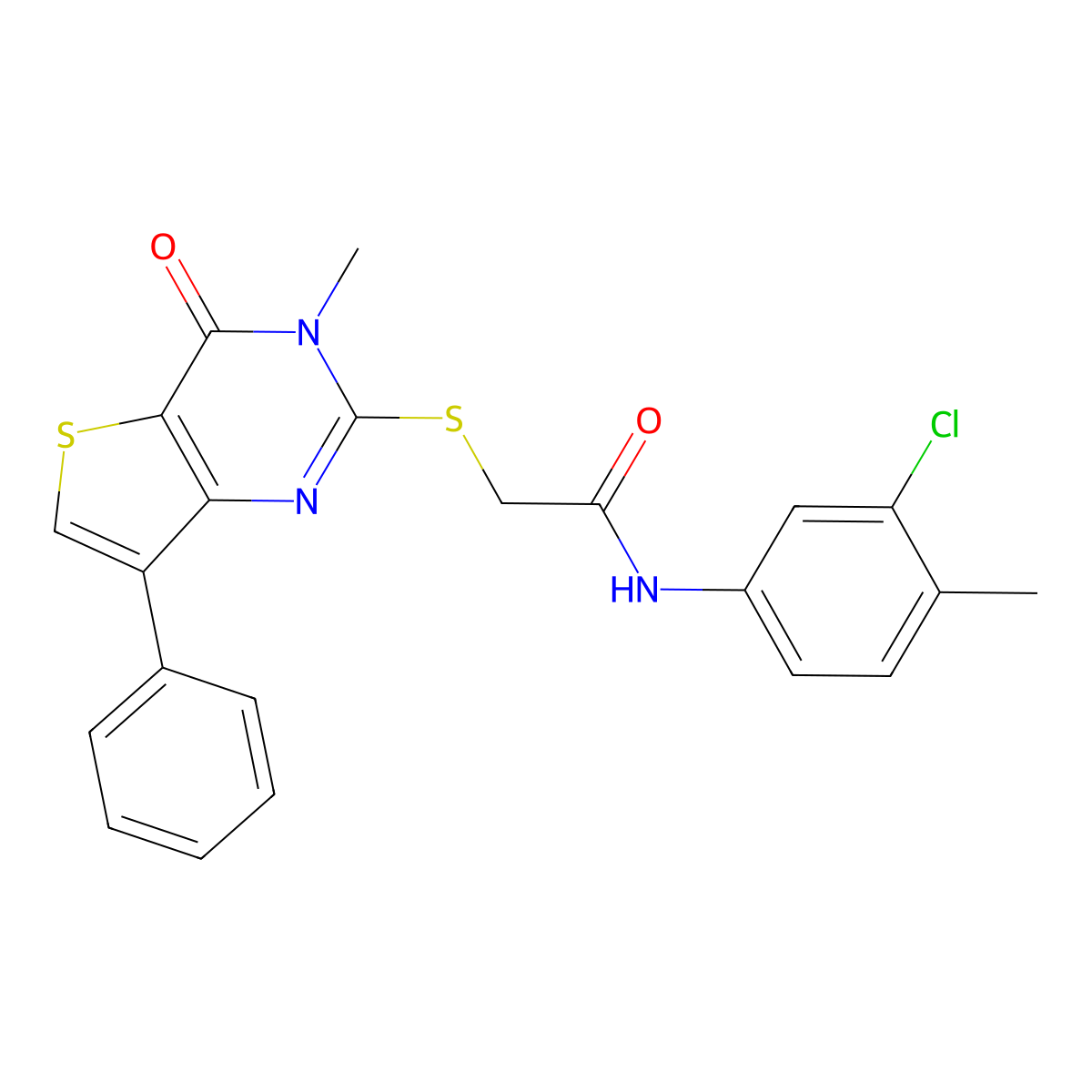 N-(3-chloro-4-methylphenyl)-2-({3-methyl-4-oxo-7-phenyl-3H,4H-thieno[3,2-d]pyrimidin-2-yl}sulfanyl)acetamide molecular structure, CAS 1040634-61-4