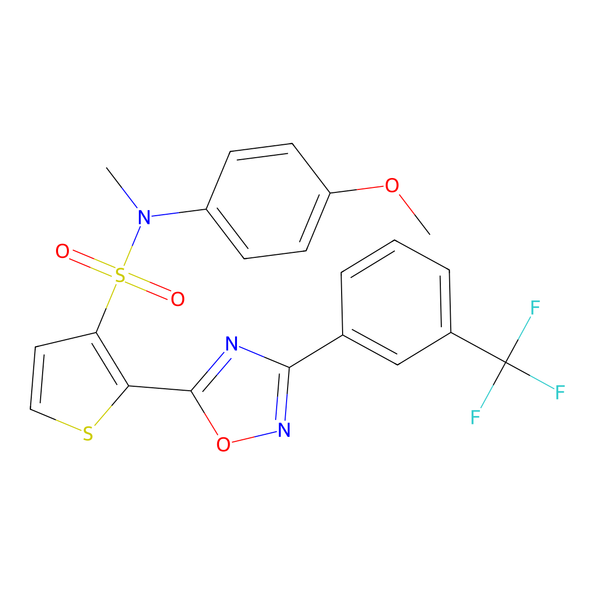 N-(4-methoxyphenyl)-N-methyl-2-{3-[3-(trifluoromethyl)phenyl]-1,2,4-oxadiazol-5-yl}thiophene-3-sulfonamide molecular structure, CAS 1040634-63-6