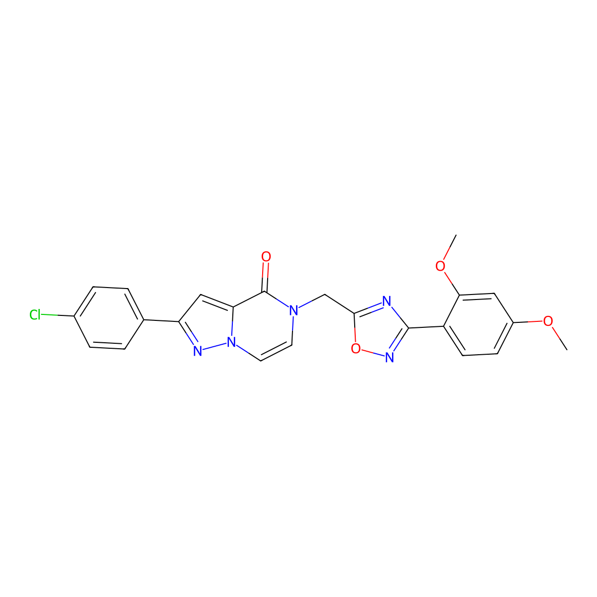 2-(4-chlorophenyl)-5-{[3-(2,4-dimethoxyphenyl)-1,2,4-oxadiazol-5-yl]methyl}-4H,5H-pyrazolo[1,5-a]pyrazin-4-one molecular structure, CAS 1040634-64-7
