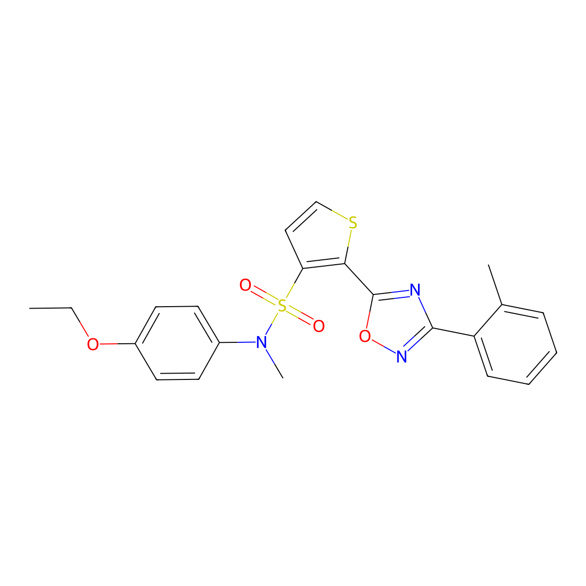 N-(4-ethoxyphenyl)-N-methyl-2-[3-(2-methylphenyl)-1,2,4-oxadiazol-5-yl]thiophene-3-sulfonamide molecular structure, CAS 1040634-71-6