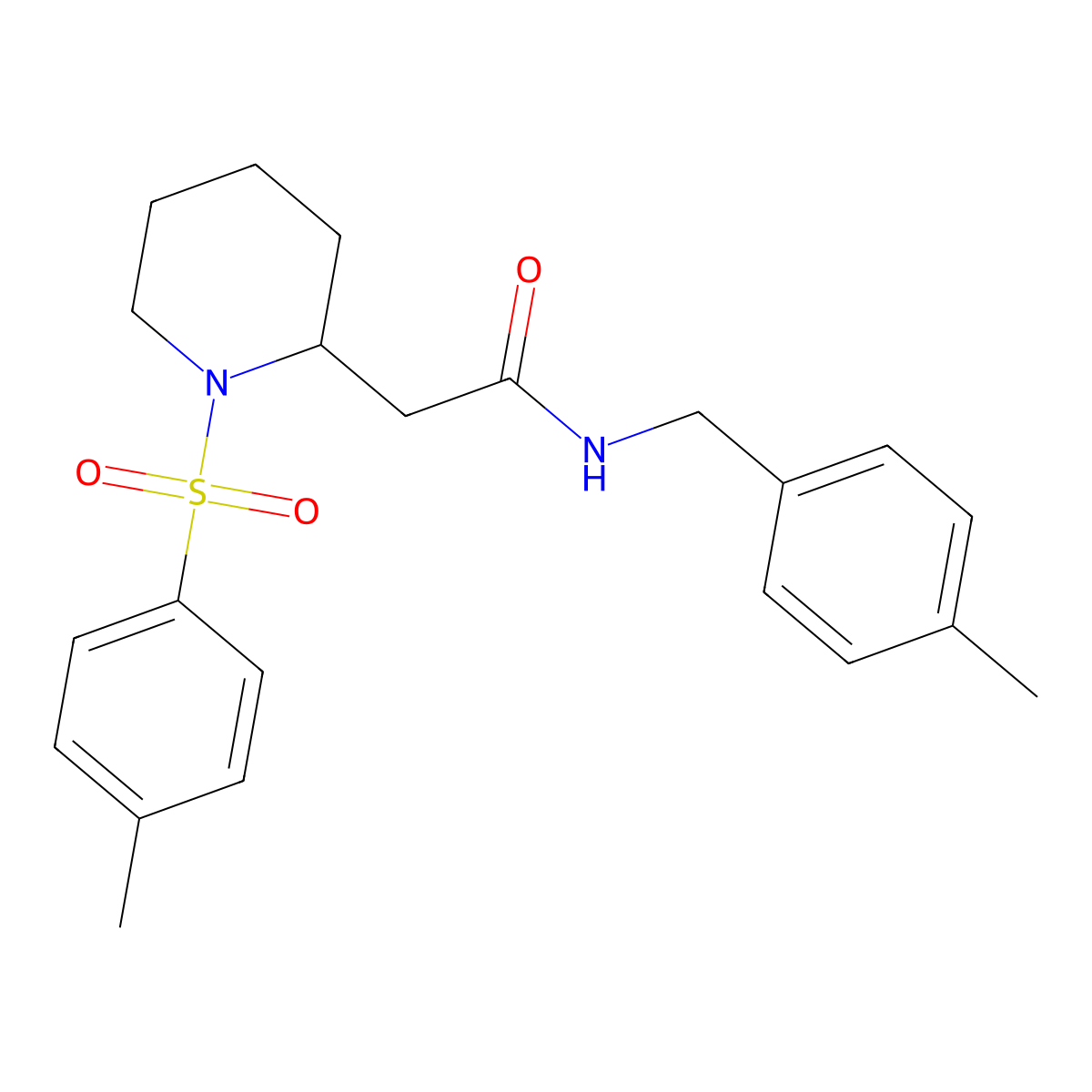 N-(4-methylbenzyl)-2-(1-tosylpiperidin-2-yl)acetamide molecular structure, CAS 1040634-73-8