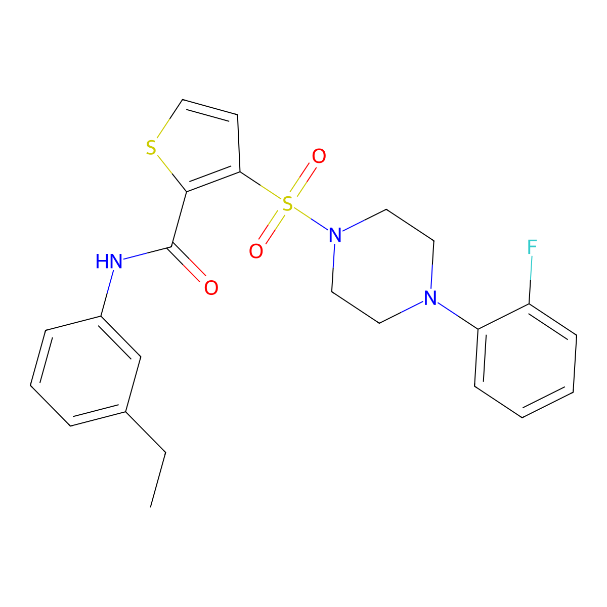 N-(3-ethylphenyl)-3-{[4-(2-fluorophenyl)piperazin-1-yl]sulfonyl}thiophene-2-carboxamide molecular structure, CAS 1040634-75-0