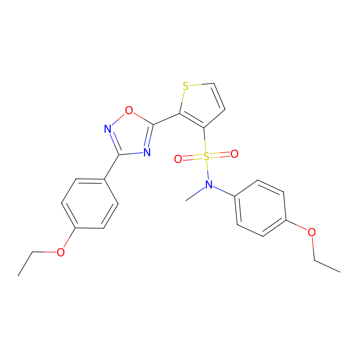 N-(4-ethoxyphenyl)-2-[3-(4-ethoxyphenyl)-1,2,4-oxadiazol-5-yl]-N-methylthiophene-3-sulfonamide molecular structure, CAS 1040634-79-4
