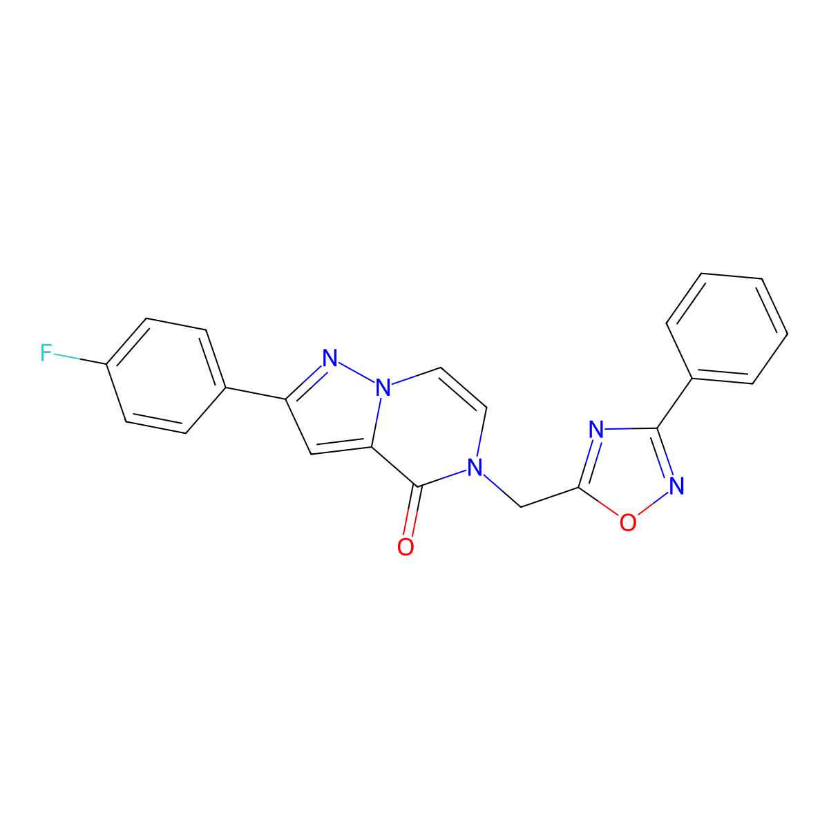 2-(4-fluorophenyl)-5-[(3-phenyl-1,2,4-oxadiazol-5-yl)methyl]-4H,5H-pyrazolo[1,5-a]pyrazin-4-one molecular structure, CAS 1040634-80-7