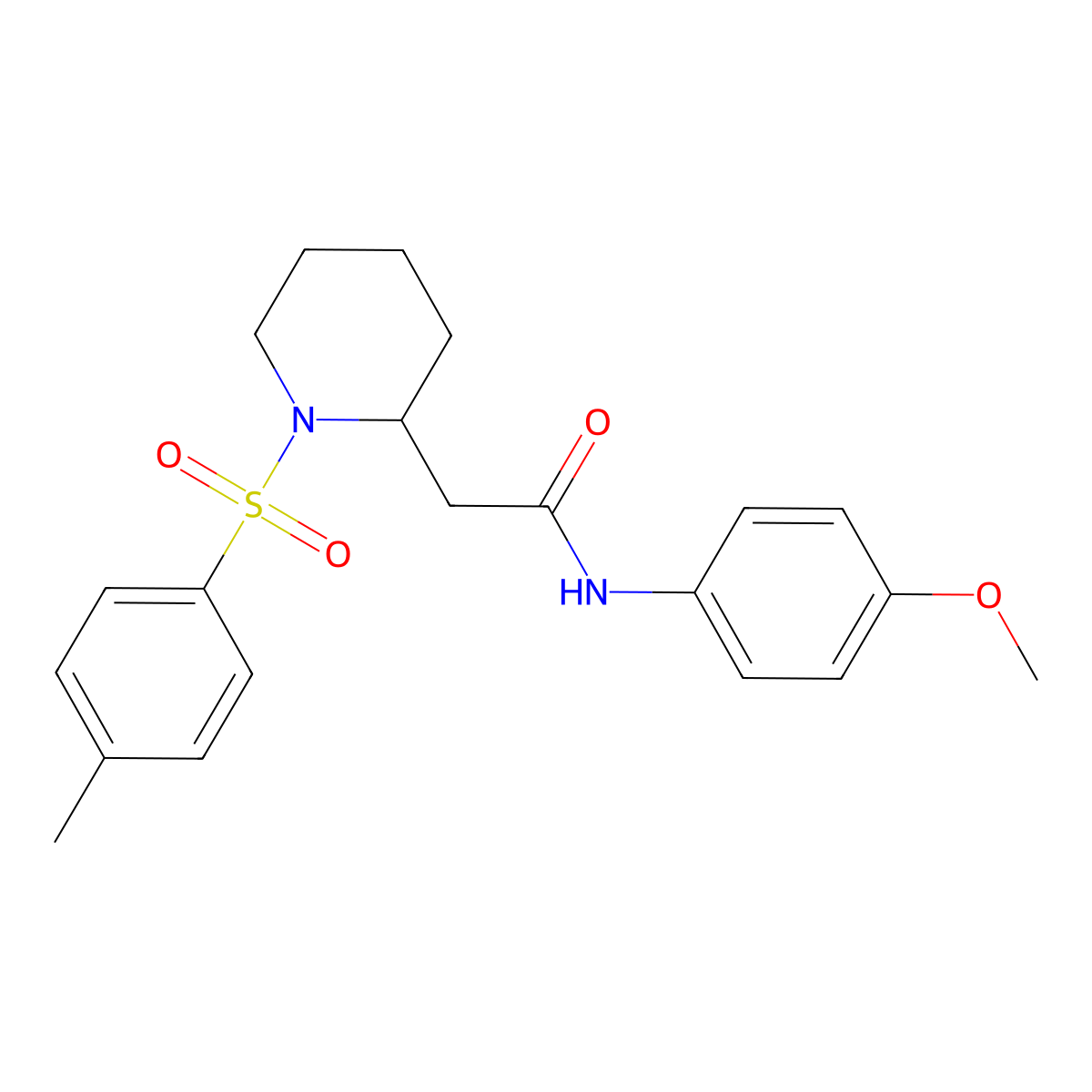 N-(4-methoxyphenyl)-2-(1-tosylpiperidin-2-yl)acetamide molecular structure, CAS 1040634-81-8