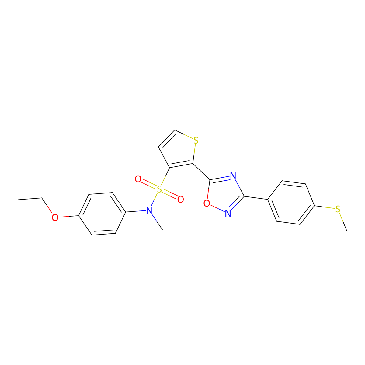 N-(4-ethoxyphenyl)-N-methyl-2-{3-[4-(methylsulfanyl)phenyl]-1,2,4-oxadiazol-5-yl}thiophene-3-sulfonamide molecular structure, CAS 1040634-87-4