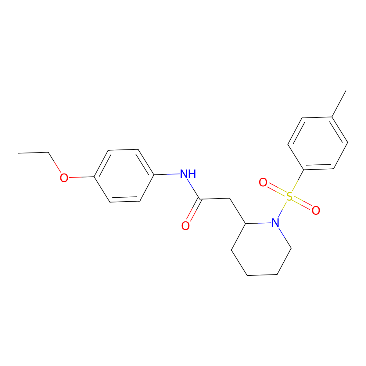 N-(4-ethoxyphenyl)-2-(1-tosylpiperidin-2-yl)acetamide molecular structure, CAS 1040634-89-6