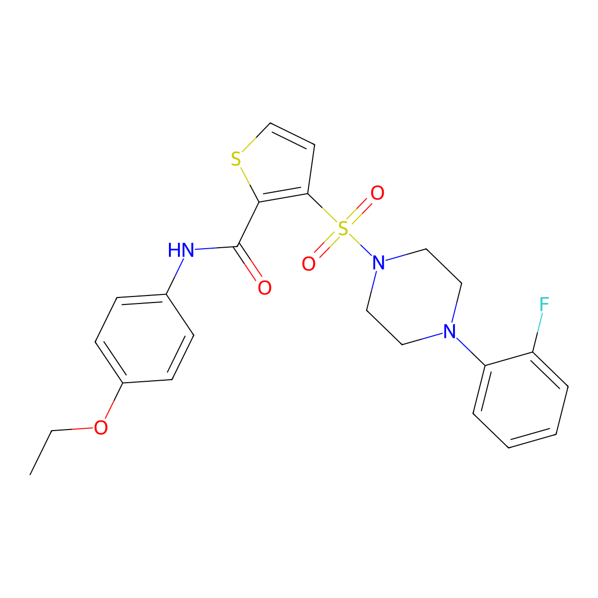 N-(4-ethoxyphenyl)-3-{[4-(2-fluorophenyl)piperazin-1-yl]sulfonyl}thiophene-2-carboxamide molecular structure, CAS 1040634-91-0