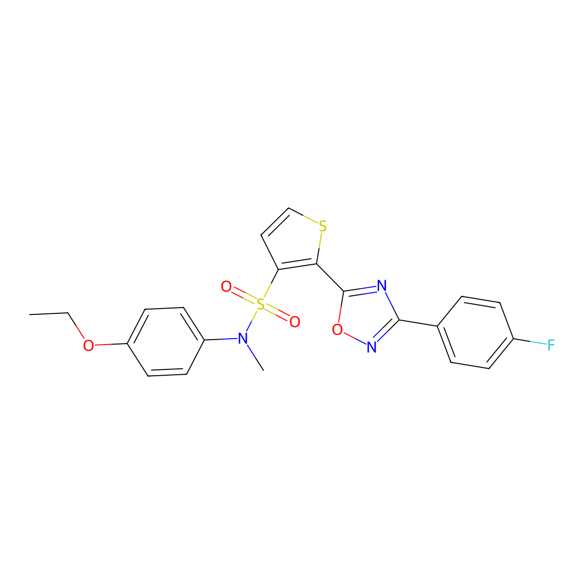N-(4-ethoxyphenyl)-2-[3-(4-fluorophenyl)-1,2,4-oxadiazol-5-yl]-N-methylthiophene-3-sulfonamide molecular structure, CAS 1040634-95-4