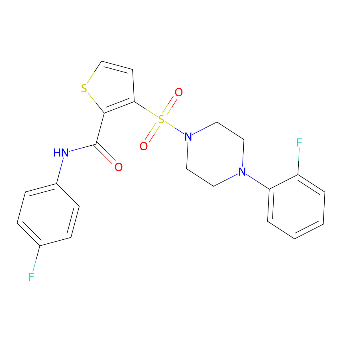 N-(4-fluorophenyl)-3-{[4-(2-fluorophenyl)piperazin-1-yl]sulfonyl}thiophene-2-carboxamide molecular structure, CAS 1040634-99-8