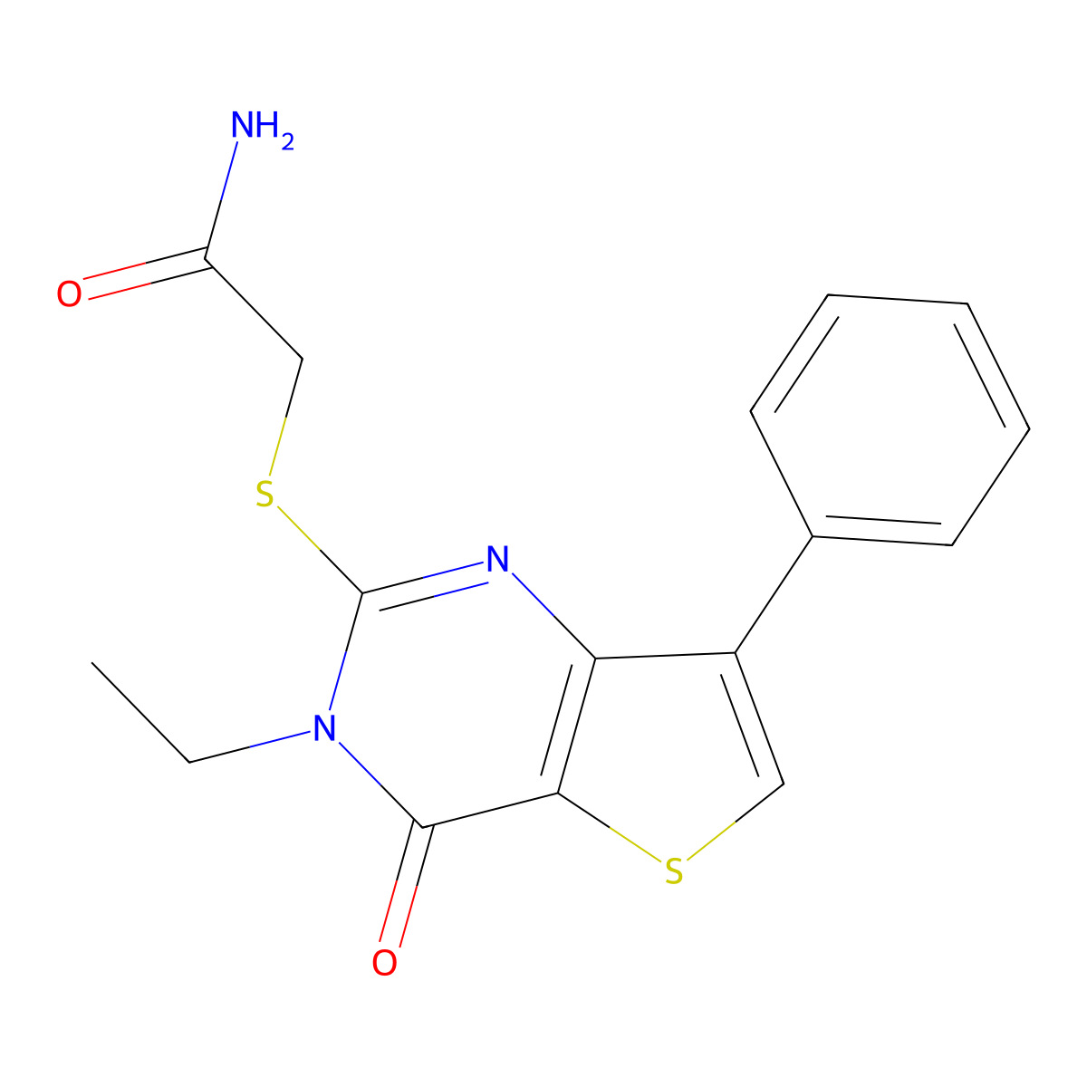 2-({3-ethyl-4-oxo-7-phenyl-3H,4H-thieno[3,2-d]pyrimidin-2-yl}sulfanyl)acetamide molecular structure, CAS 1040635-01-5