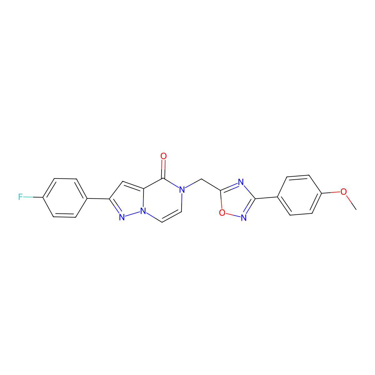 2-(4-fluorophenyl)-5-{[3-(4-methoxyphenyl)-1,2,4-oxadiazol-5-yl]methyl}-4H,5H-pyrazolo[1,5-a]pyrazin-4-one molecular structure, CAS 1040635-12-8