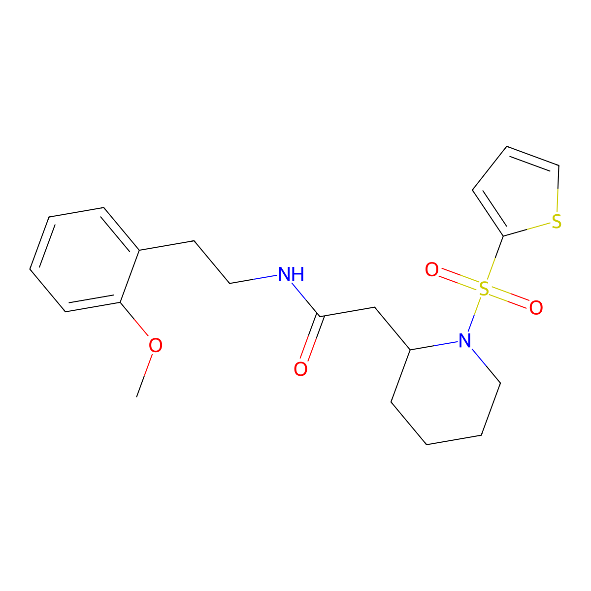 N-[2-(2-methoxyphenyl)ethyl]-2-[1-(thiophene-2-sulfonyl)piperidin-2-yl]acetamide molecular structure, CAS 1040635-21-9