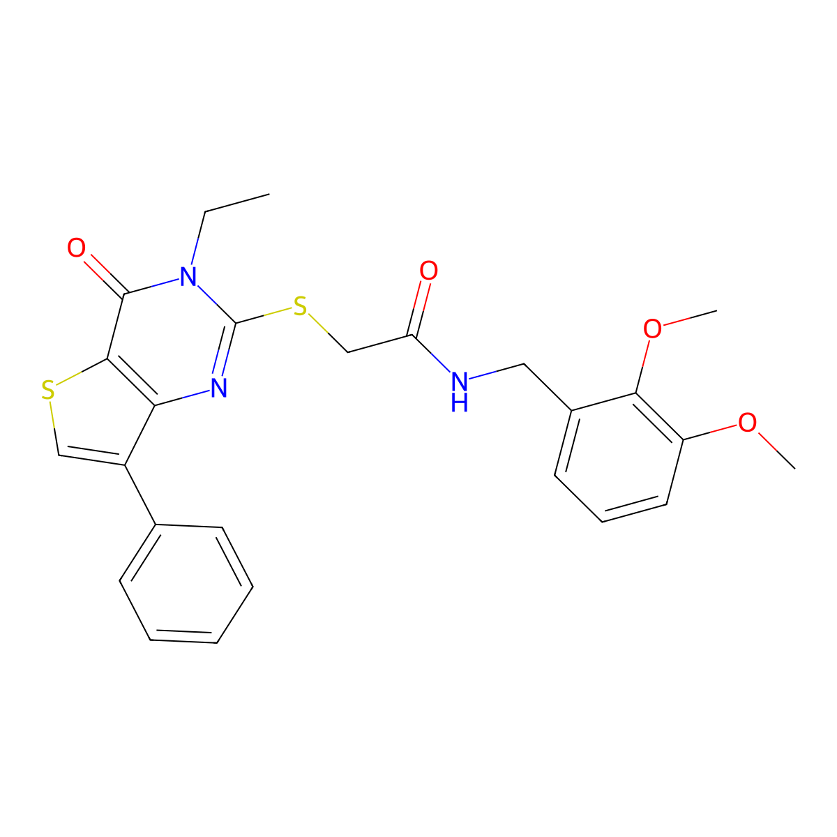 N-(2,3-dimethoxybenzyl)-2-[(3-ethyl-4-oxo-7-phenyl-3,4-dihydrothieno[3,2-d]pyrimidin-2-yl)thio]acetamide molecular structure, CAS 1040635-57-1