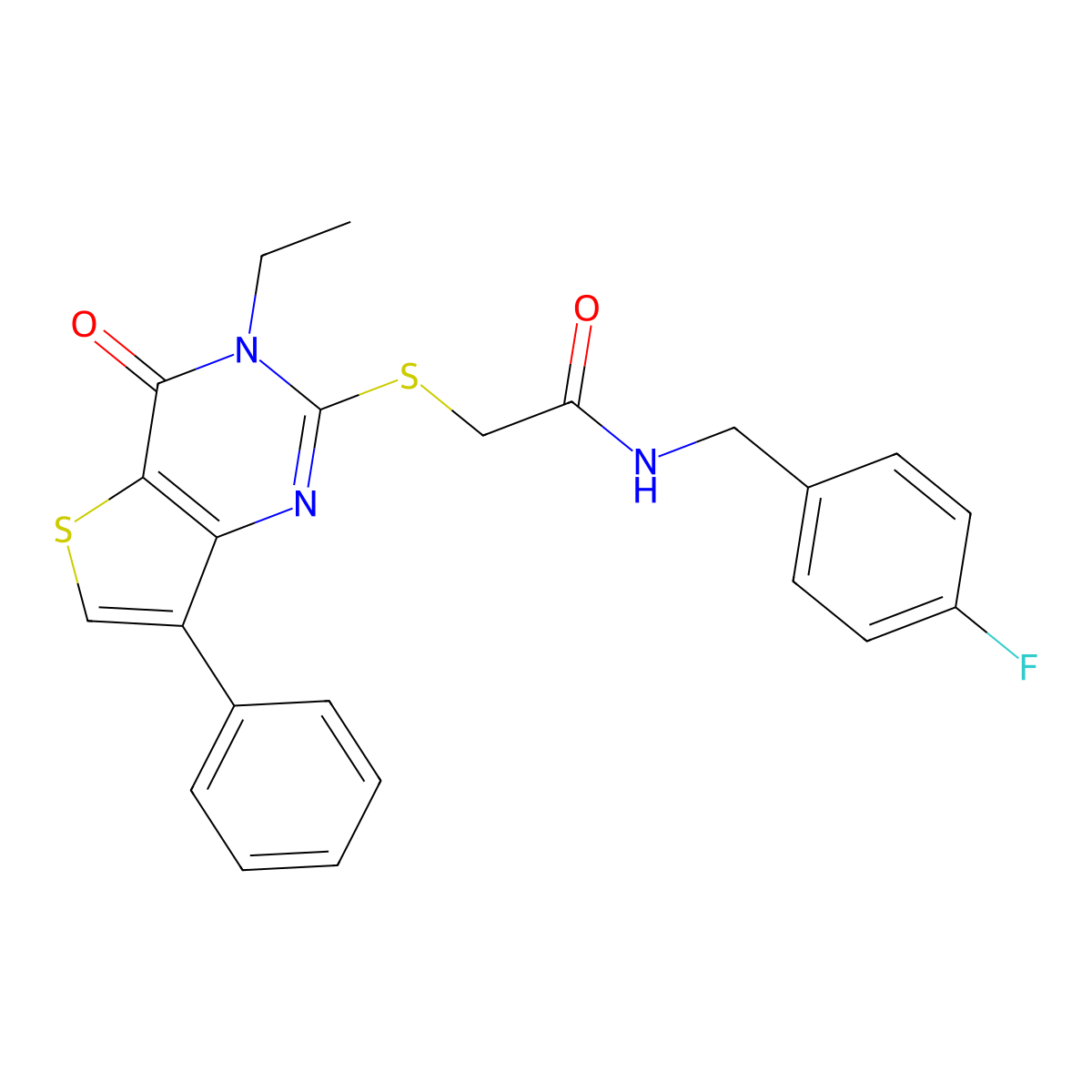 2-[(3-ethyl-4-oxo-7-phenyl-3,4-dihydrothieno[3,2-d]pyrimidin-2-yl)sulfanyl]-N-(4-fluorobenzyl)acetamide molecular structure, CAS 1040635-65-1