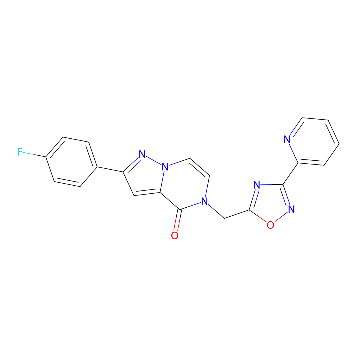 2-(4-fluorophenyl)-5-((3-(pyridin-2-yl)-1,2,4-oxadiazol-5-yl)methyl)pyrazolo[1,5-a]pyrazin-4(5H)-one molecular structure, CAS 1040635-83-3