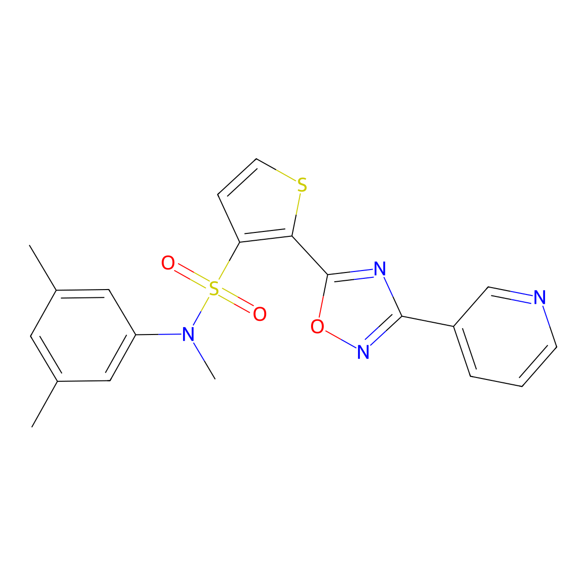 N-(3,5-dimethylphenyl)-N-methyl-2-[3-(pyridin-3-yl)-1,2,4-oxadiazol-5-yl]thiophene-3-sulfonamide molecular structure, CAS 1040635-84-4