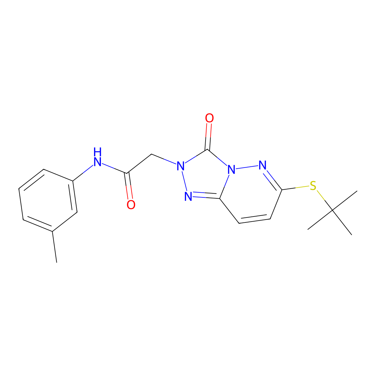 2-[6-(tert-butylsulfanyl)-3-oxo-2H,3H-[1,2,4]triazolo[4,3-b]pyridazin-2-yl]-N-(3-methylphenyl)acetamide molecular structure, CAS 1040635-95-7