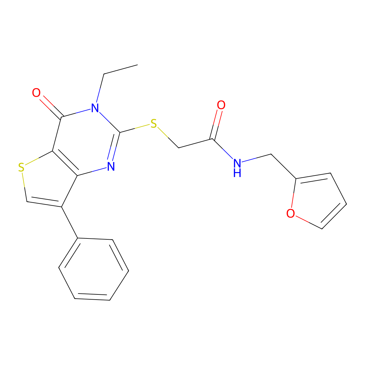 2-[(3-ethyl-4-oxo-7-phenyl-3,4-dihydrothieno[3,2-d]pyrimidin-2-yl)thio]-N-(2-furylmethyl)acetamide molecular structure, CAS 1040635-97-9