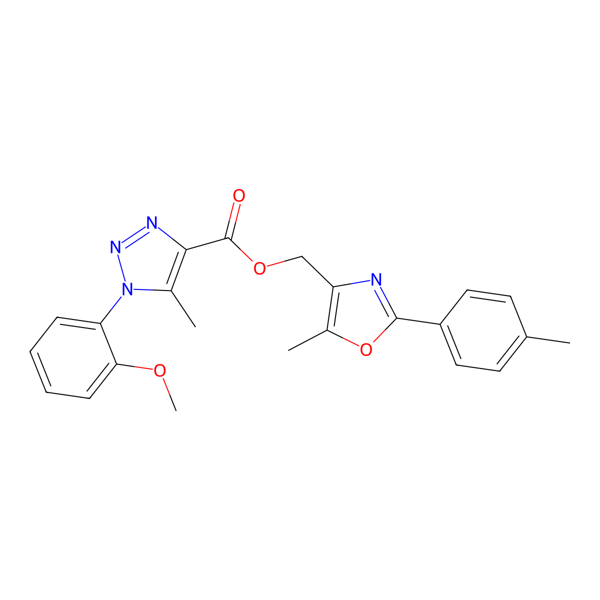 [5-methyl-2-(4-methylphenyl)-1,3-oxazol-4-yl]methyl 1-(2-methoxyphenyl)-5-methyl-1H-1,2,3-triazole-4-carboxylate molecular structure, CAS 1040636-11-0