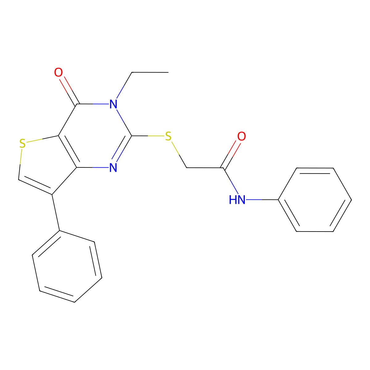 2-({3-ethyl-4-oxo-7-phenyl-3H,4H-thieno[3,2-d]pyrimidin-2-yl}sulfanyl)-N-phenylacetamide molecular structure, CAS 1040636-13-2