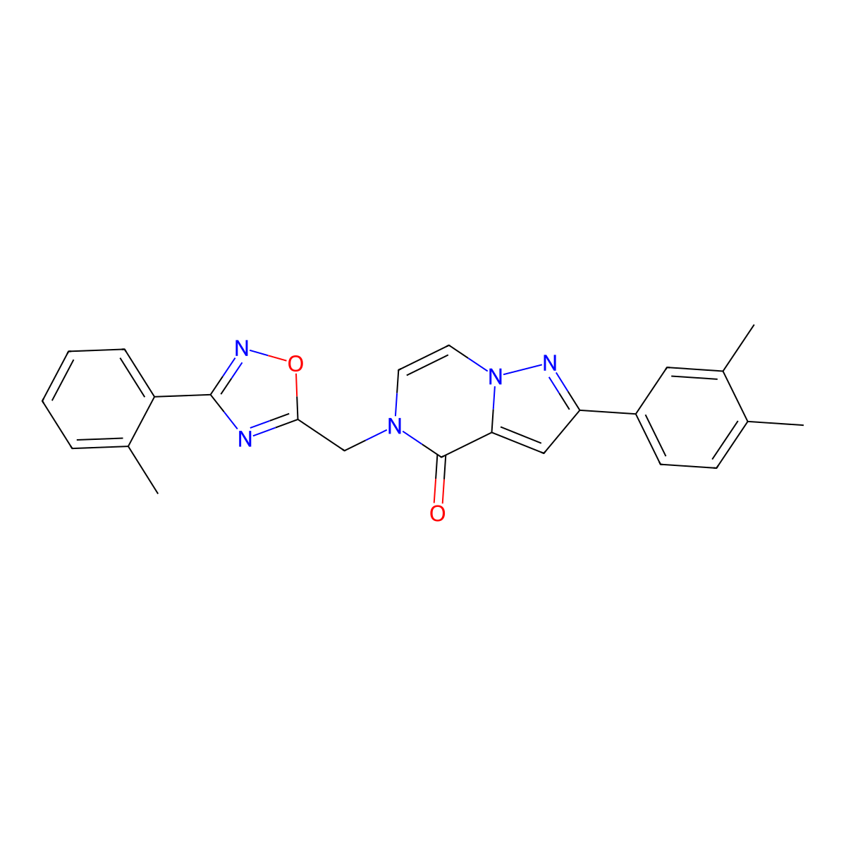 2-(3,4-dimethylphenyl)-5-{[3-(2-methylphenyl)-1,2,4-oxadiazol-5-yl]methyl}-4H,5H-pyrazolo[1,5-a]pyrazin-4-one molecular structure, CAS 1040636-15-4