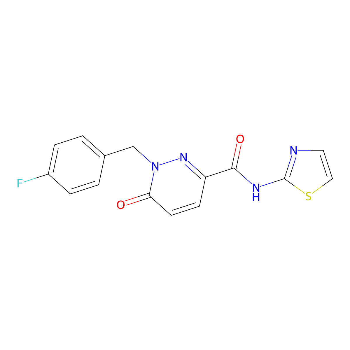 1-[(4-fluorophenyl)methyl]-6-oxo-N-(1,3-thiazol-2-yl)-1,6-dihydropyridazine-3-carboxamide molecular structure, CAS 1040636-18-7