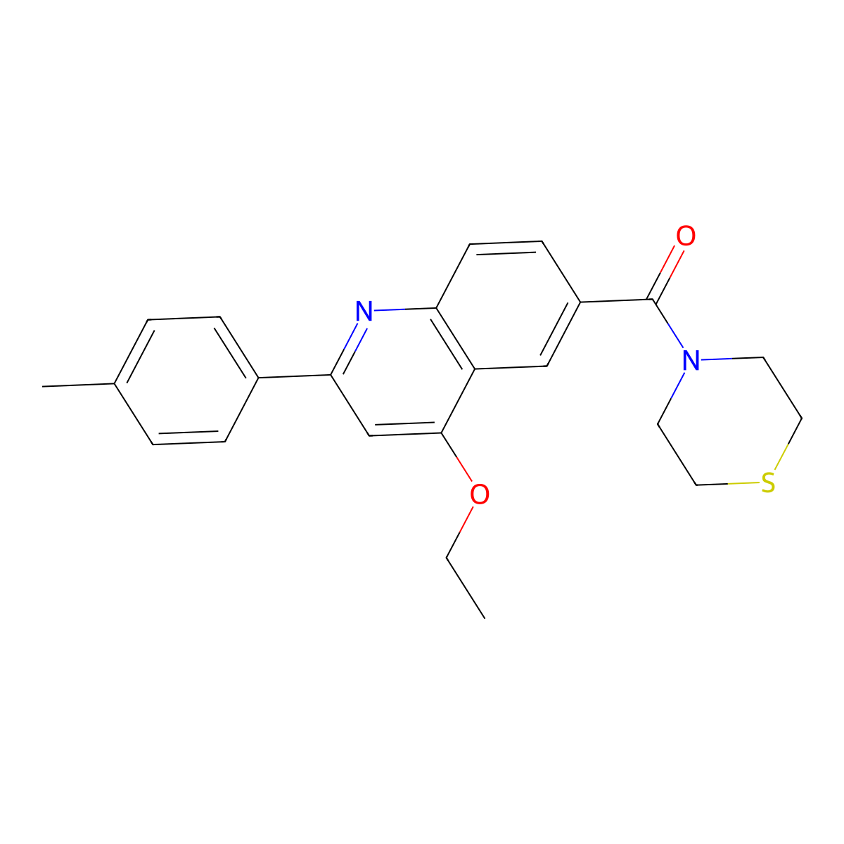 (4-Ethoxy-2-(p-tolyl)quinolin-6-yl)(thiomorpholino)methanone molecular structure, CAS 1040636-24-5