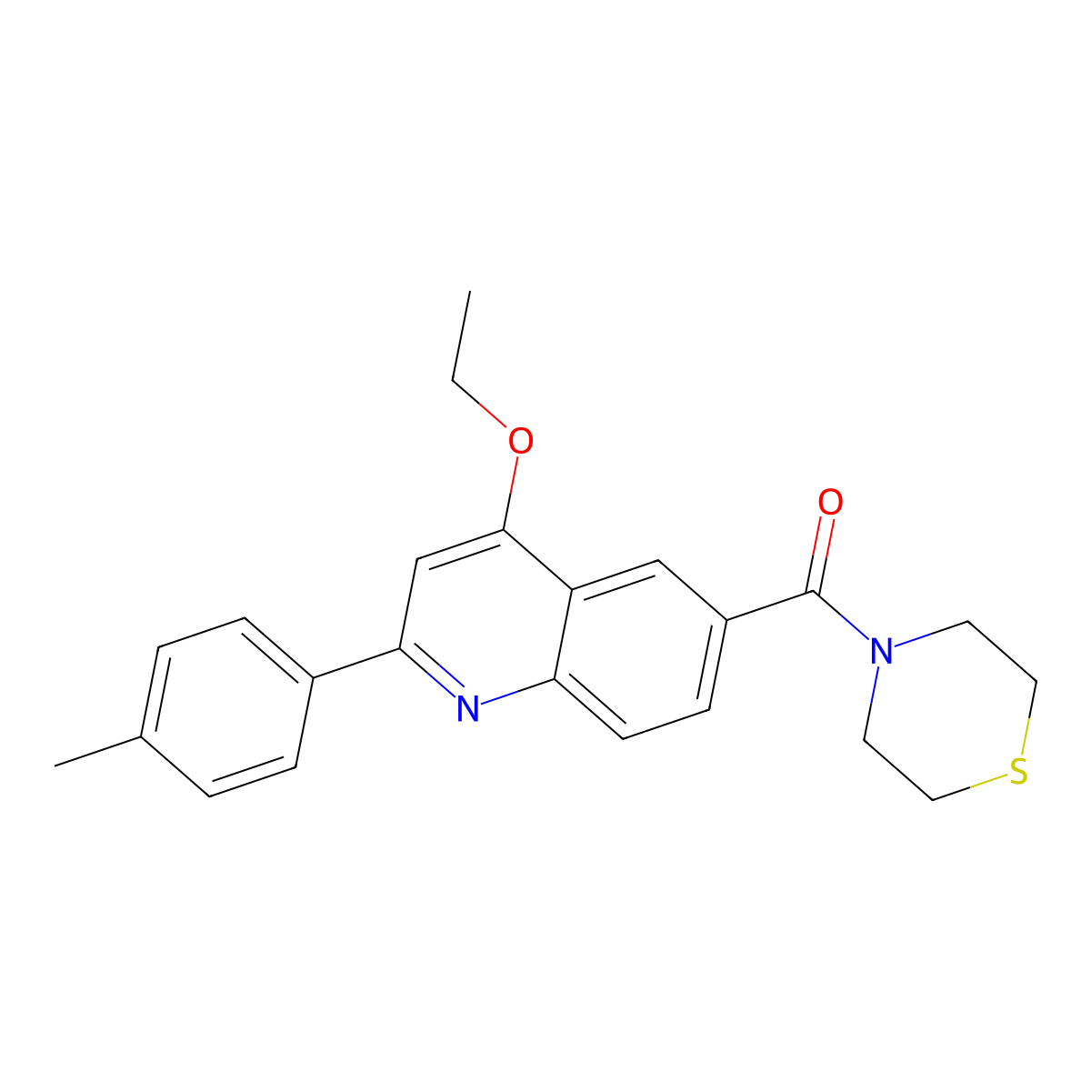 (4-Ethoxy-2-(p-tolyl)quinolin-6-yl)(thiomorpholino)methanone molecular structure, CAS 1040636-24-5