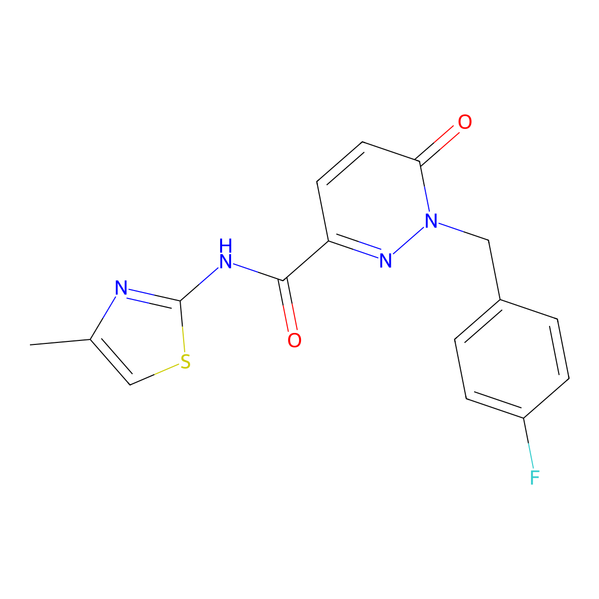 1-[(4-fluorophenyl)methyl]-N-(4-methyl-1,3-thiazol-2-yl)-6-oxo-1,6-dihydropyridazine-3-carboxamide molecular structure, CAS 1040636-26-7
