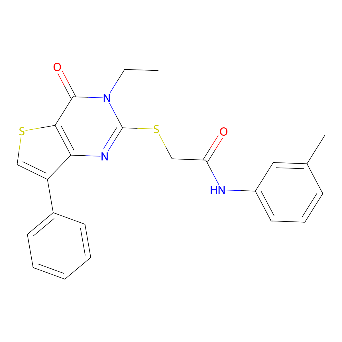 2-({3-ethyl-4-oxo-7-phenyl-3H,4H-thieno[3,2-d]pyrimidin-2-yl}sulfanyl)-N-(3-methylphenyl)acetamide molecular structure, CAS 1040636-29-0