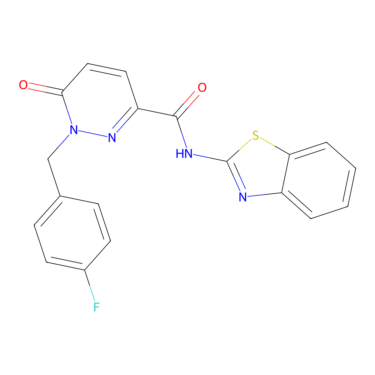 N-(1,3-benzothiazol-2-yl)-1-[(4-fluorophenyl)methyl]-6-oxo-1,6-dihydropyridazine-3-carboxamide molecular structure, CAS 1040636-34-7