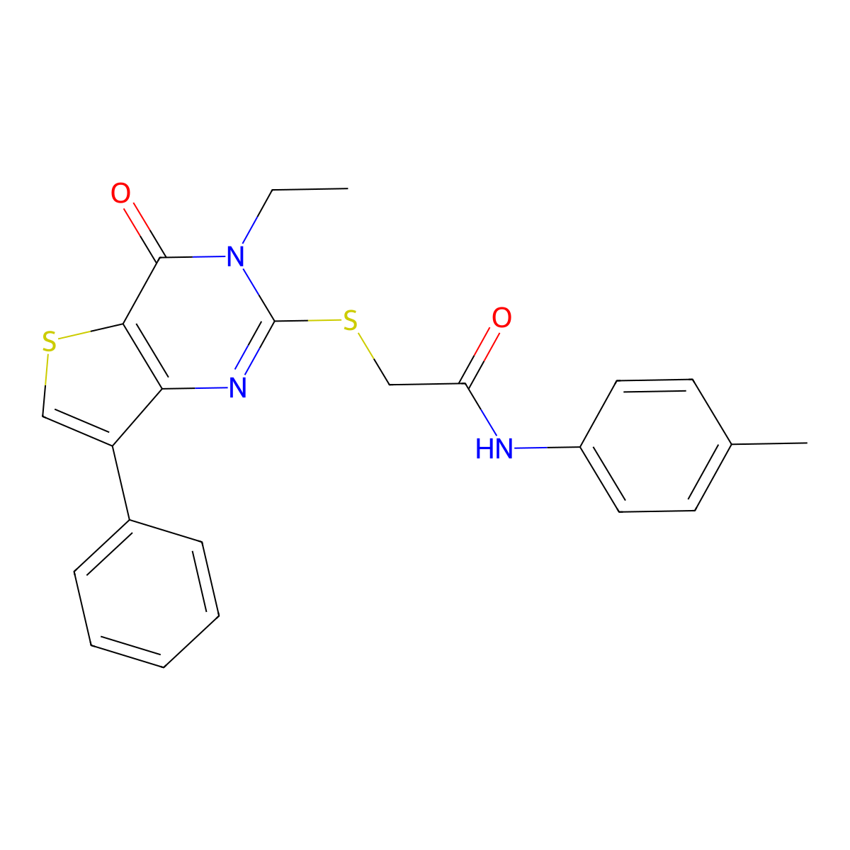 2-({3-ethyl-4-oxo-7-phenyl-3H,4H-thieno[3,2-d]pyrimidin-2-yl}sulfanyl)-N-(4-methylphenyl)acetamide molecular structure, CAS 1040636-37-0