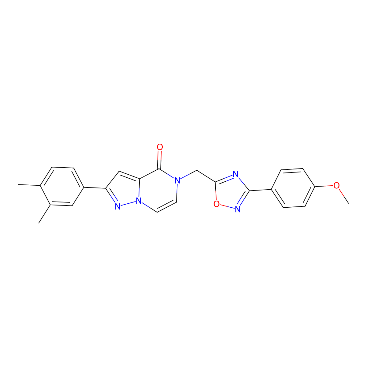 2-(3,4-dimethylphenyl)-5-{[3-(4-methoxyphenyl)-1,2,4-oxadiazol-5-yl]methyl}-4H,5H-pyrazolo[1,5-a]pyrazin-4-one molecular structure, CAS 1040636-39-2