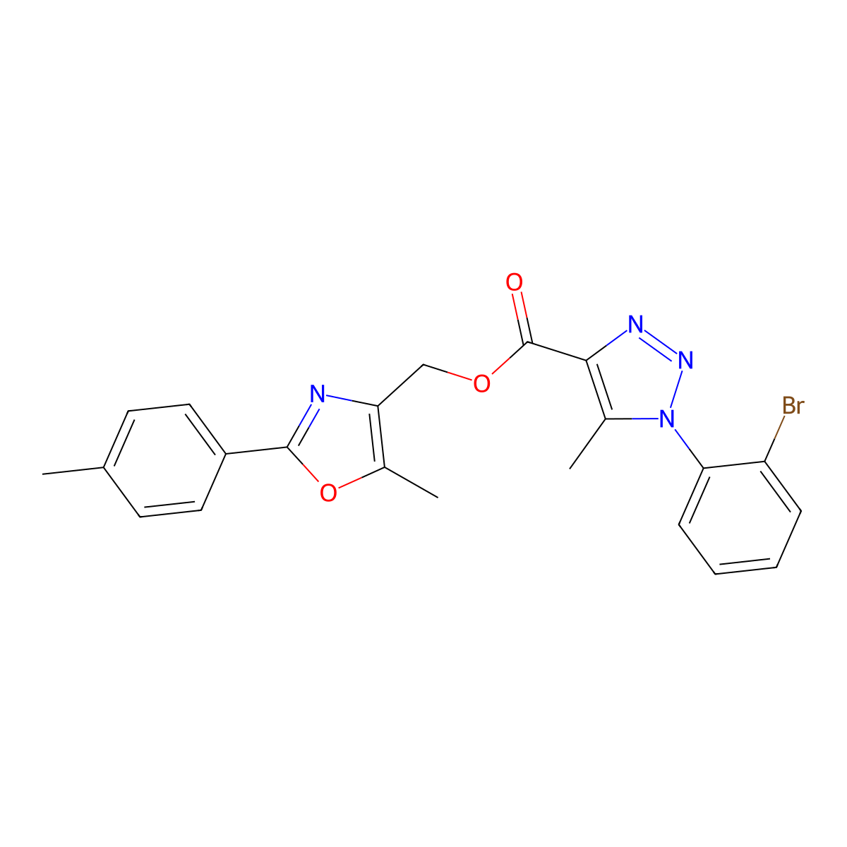 [5-methyl-2-(4-methylphenyl)-1,3-oxazol-4-yl]methyl 1-(2-bromophenyl)-5-methyl-1H-1,2,3-triazole-4-carboxylate molecular structure, CAS 1040636-43-8