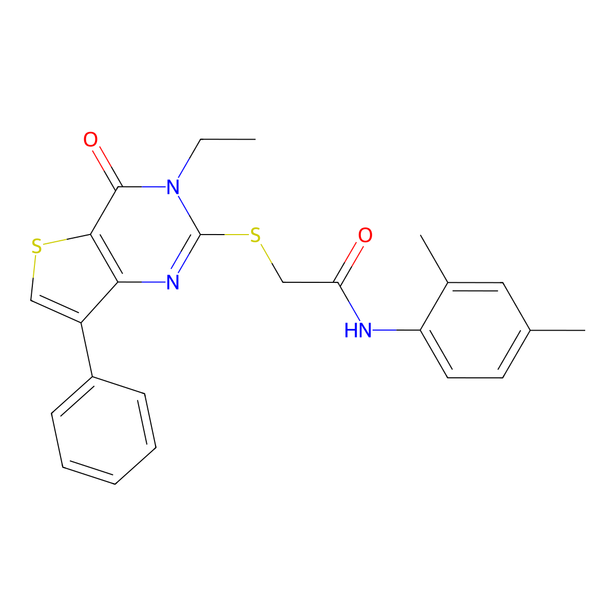 N-(2,4-dimethylphenyl)-2-({3-ethyl-4-oxo-7-phenyl-3H,4H-thieno[3,2-d]pyrimidin-2-yl}sulfanyl)acetamide molecular structure, CAS 1040636-45-0