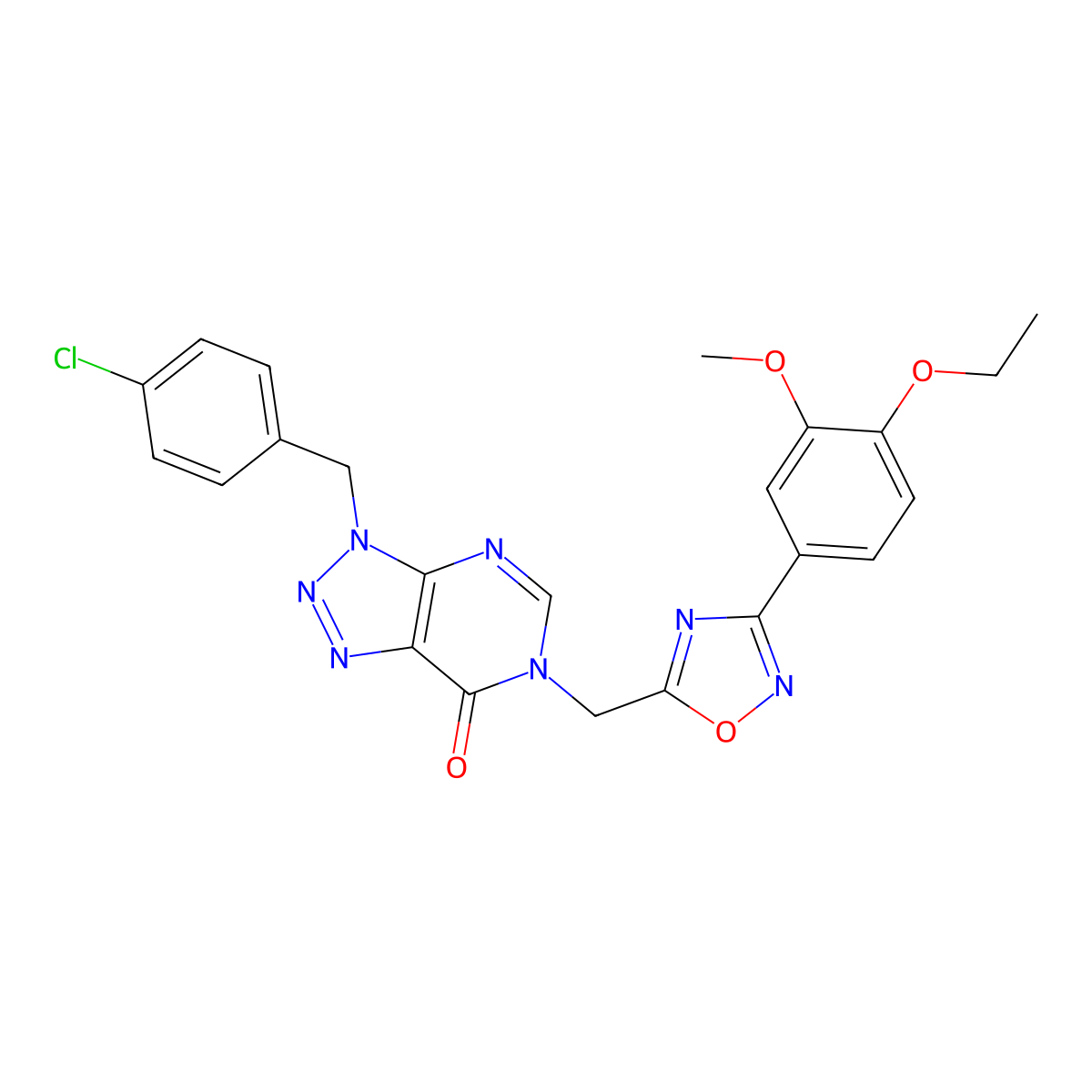 3-[(4-chlorophenyl)methyl]-6-{[3-(4-ethoxy-3-methoxyphenyl)-1,2,4-oxadiazol-5-yl]methyl}-3H,6H,7H-[1,2,3]triazolo[4,5-d]pyrimidin-7-one molecular structure, CAS 1040636-48-3