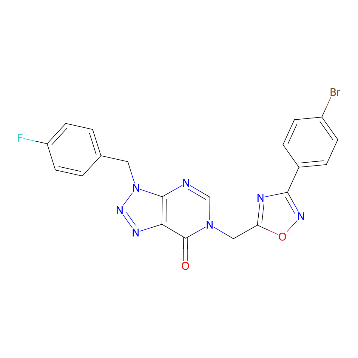 6-((3-(4-bromophenyl)-1,2,4-oxadiazol-5-yl)methyl)-3-(4-fluorobenzyl)-3H-[1,2,3]triazolo[4,5-d]pyrimidin-7(6H)-one molecular structure, CAS 1040636-55-2