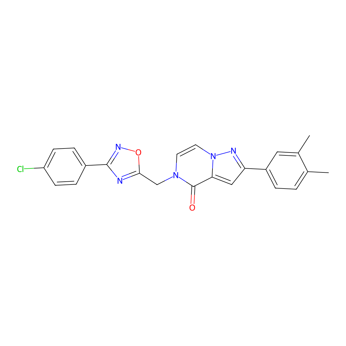 5-{[3-(4-chlorophenyl)-1,2,4-oxadiazol-5-yl]methyl}-2-(3,4-dimethylphenyl)-4H,5H-pyrazolo[1,5-a]pyrazin-4-one molecular structure, CAS 1040636-61-0