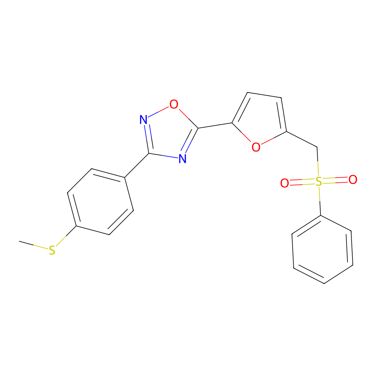 5-{5-[(Benzenesulfonyl)methyl]furan-2-yl}-3-[4-(methylsulfanyl)phenyl]-1,2,4-oxadiazole molecular structure, CAS 1040636-69-8