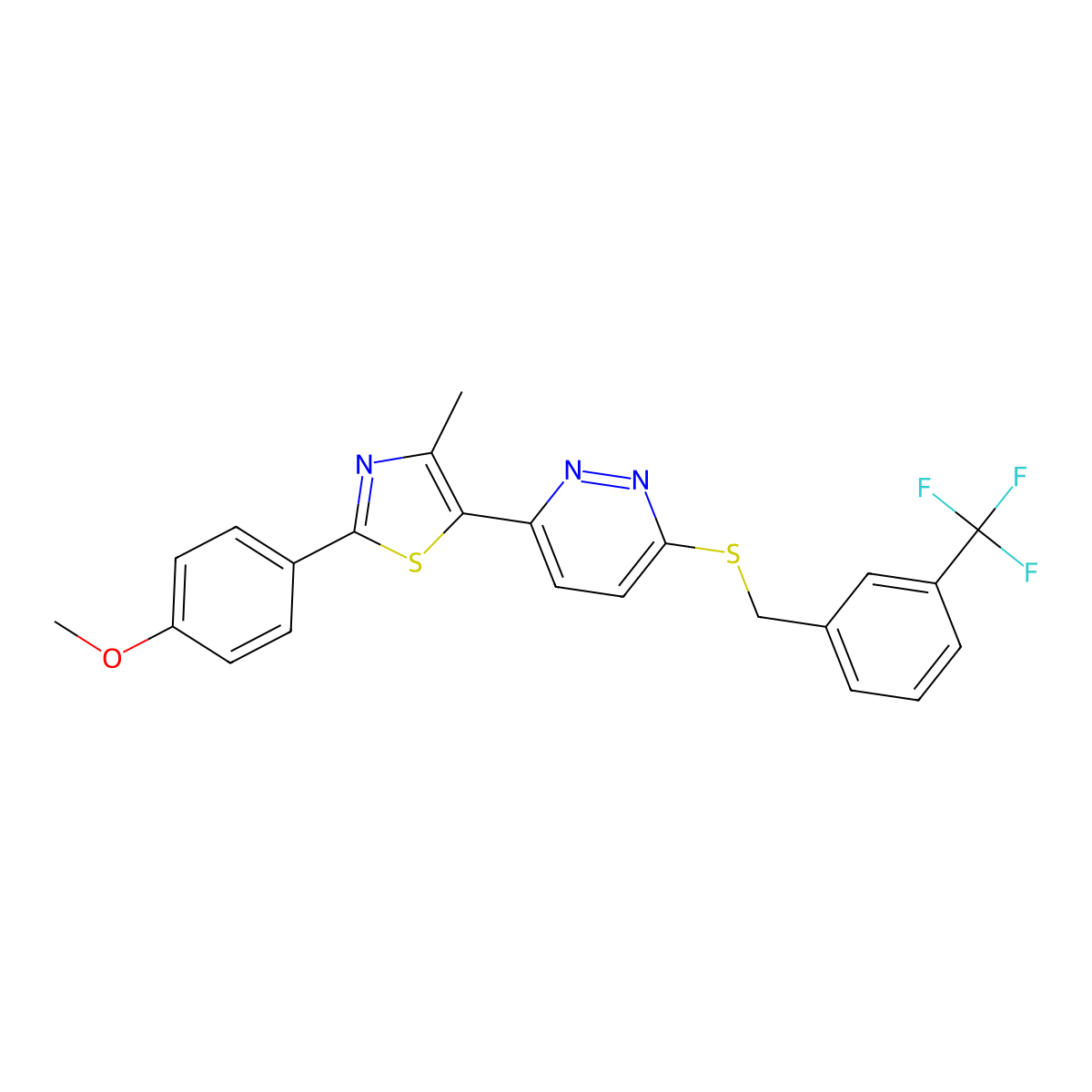 3-[2-(4-Methoxyphenyl)-4-methyl-1,3-thiazol-5-yl]-6-({[3-(trifluoromethyl)phenyl]methyl}sulfanyl)pyridazine molecular structure, CAS 1040636-70-1
