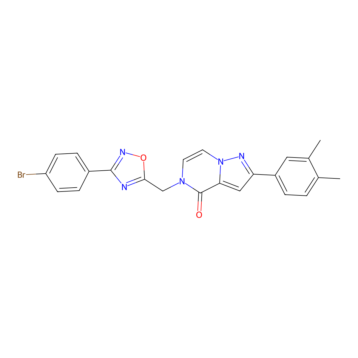 5-{[3-(4-bromophenyl)-1,2,4-oxadiazol-5-yl]methyl}-2-(3,4-dimethylphenyl)-4H,5H-pyrazolo[1,5-a]pyrazin-4-one molecular structure, CAS 1040636-75-6