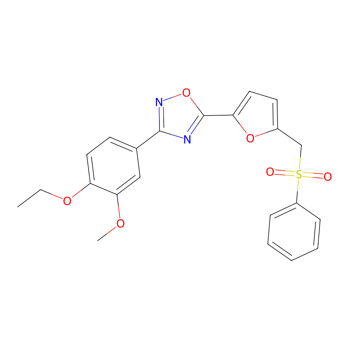 5-{5-[(Benzenesulfonyl)methyl]furan-2-yl}-3-(4-ethoxy-3-methoxyphenyl)-1,2,4-oxadiazole molecular structure, CAS 1040636-76-7