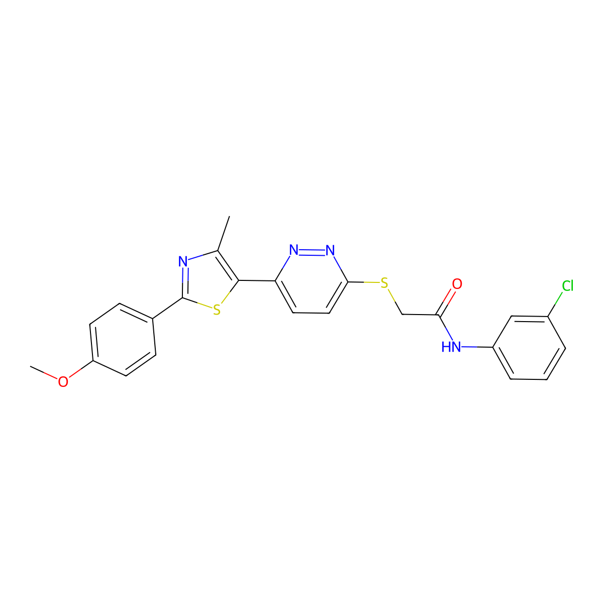 N-(3-chlorophenyl)-2-((6-(2-(4-methoxyphenyl)-4-methylthiazol-5-yl)pyridazin-3-yl)thio)acetamide molecular structure, CAS 1040636-77-8