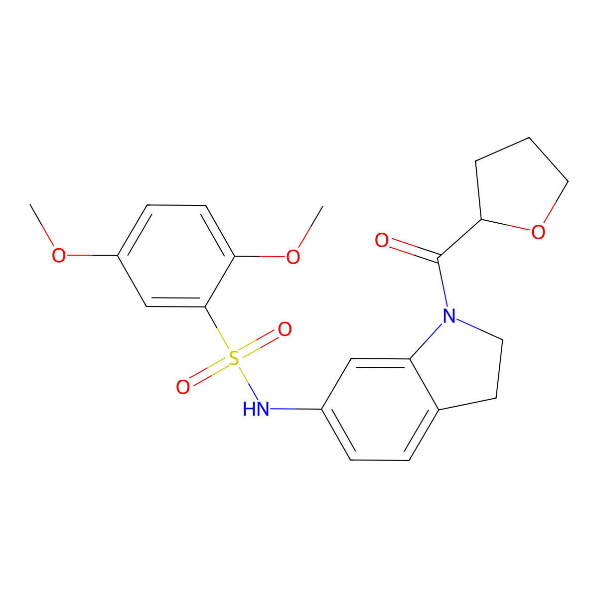 2,5-dimethoxy-N-(1-(tetrahydrofuran-2-carbonyl)indolin-6-yl)benzenesulfonamide molecular structure, CAS 1040636-87-0